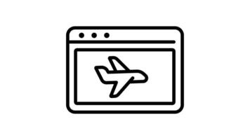 Animated browser with airplane icon suitable for travel websites, digital marketing, transportation companies, online booking platforms, and advertising campaigns video
