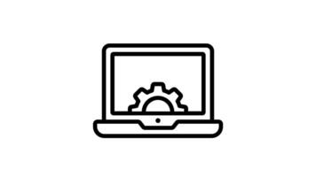 Animated a laptop with a gear and speech bubble saying ads video