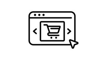 Animated website page showcasing a shopping cart icon and cursor video