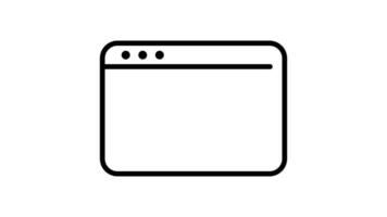 Animated simple black and white icon of a website in motion video