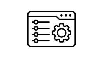 Animated browser window with settings and a spinning gear video