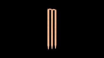 Cricket Wicket Rotating on a Transparent Background. Seamless Loop. 4K video