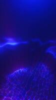 Blue abstract wave pattern resembling glowing water or energy grid under neon lighting video