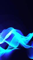 Dynamic glowing blue mesh wave of particles on a dark digital background video