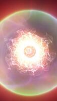 Bright cosmic explosion with a glowing orb at center, surrounded by particle bursts and luminous energy video