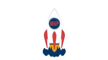 MVP startup rocket launch hand drawn 2D object animation. Business takeoff. Viable product blasting off with smoke animated handdrawn element isolated on white. Cartoon doodle 4K video