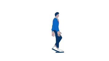 Confident indian man walking forward in business attire hand drawn 2D character animation. Determined businessman office worker animated person handdrawn on white. Cartoon doodle 4K video