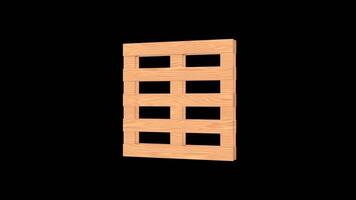 Wooden Pallet Rotating on a Transparent Background. Seamless Loop. 4K video