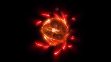 A 3D illustration of a red atom in which protons and neutrons increase their speed, heating the atom and causing it to explode. video