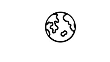 Animated a line drawing of a planet with a cloud video