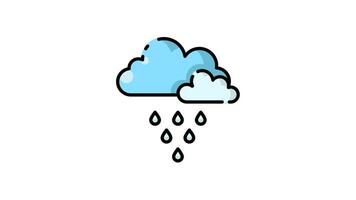 animation of Blue cloud with raindrops falling from it. video