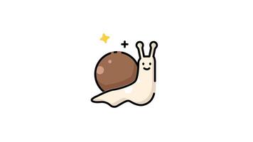 animation Of a cartoon snail with a brown shell. video
