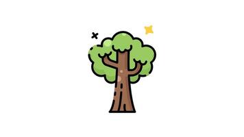 Green tree with a brown trunk icon animation video