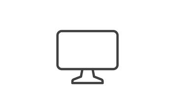 Animated computer monitor displays a gear and code inside video