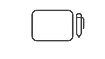 Animated picture frame with mountains inside and a pencil video