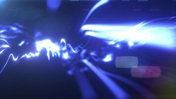 Abstract digital background with flowing blue energy lines, futuristic waves and glowing particles, technology concept video