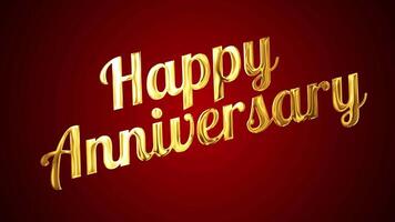 Elegant Golden Happy Anniversary Text Animation with Wavy Effect on Red Background 3D Luxury Style Motion Graphic video