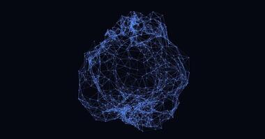 An abstract deformed rotating sphere made of interlaced dots and lines. Looped seamless animation. video
