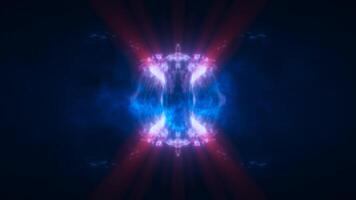 A mirrored abstract pink and blue swirling energy, forming a cosmic and futuristic design background, in high quality 4k, motion design video
