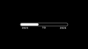 Year transition progress bar from 2025 to 2026 video