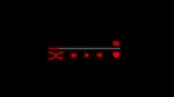 Glowing red music player interface on black background video