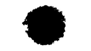 Black ink blot with rough edges on white background video