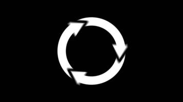 Rotating circular arrows animation on black background video