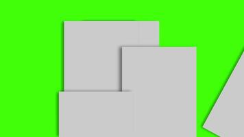 Page flipping animation with paper sheets on green screen video