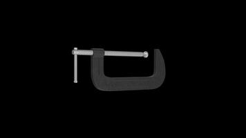 C Clamp Rotating on a Transparent Background. Seamless Loop. 4K video