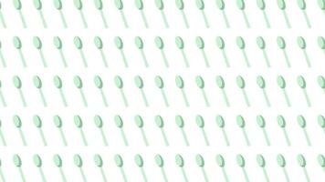 Pattern of light green spoons on white background video