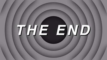 Retro cartoon style The End animation with concentric rings video