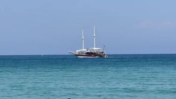 Yacht with sails in the sea video