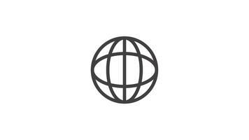Animated black and white globe with lines radiating outward video