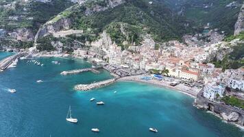 Aerial View of Amalfi Coast in Amalfi Salerno in Italy.. Ocean Shore. video