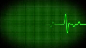 Heart beat on monitor. ECG pulse rate line. Electrocardiogram on green screen. Looped animation video