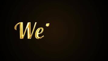 Handwriting Style Golden Welcome Text Animation on Dark Background video