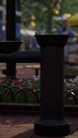 Surreal CGI quiet city park with trees and benches video