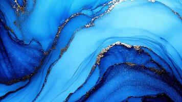 Animation Elegant Blue Abstract Background with Golden Sand Particles video