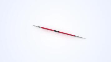 Stylized 3D Javelin Throw Stick on a Light Reflective Floor. 4K video