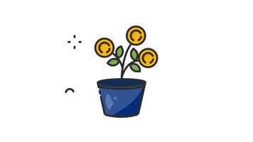 money growth with money tree icon animation alpha channel video