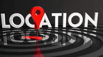 3D Location Pin on Black Digital Map - GPS, Navigation and Travel Concept video