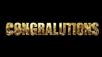 Animated Neon glowing CONGRATULATION Gold Text Effect on black background. Text motion graphics. 4k footage. video