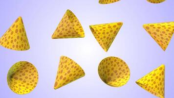 Party Hats Falling on a Light Background. Birthday Hat 3D Animation. 4K video
