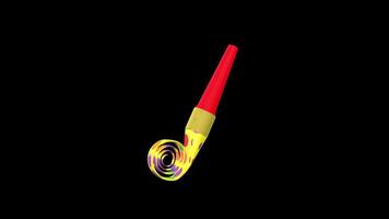 Party Blower Rotating on a Transparent Background. Seamless Loop. 4K video