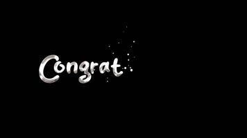 Animated of Silver congratulations text with small dots, suitable for celebratory designs, invitations, and greeting cards. Festive and elegant design element. 4k video