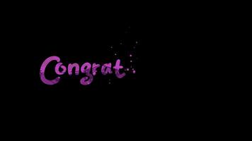 Animated of purple congratulations text with small dots, suitable for celebratory designs, invitations, and greeting cards. Festive and elegant design element. 4k video