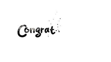 Animated of black congratulations text with small dots, suitable for celebratory designs, invitations, and greeting cards. Festive and elegant design element. 4k video