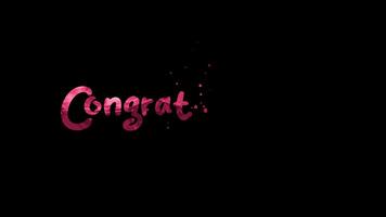 Animated of pink congratulations text with small dots, suitable for celebratory designs, invitations, and greeting cards. Festive and elegant design element. 4k video