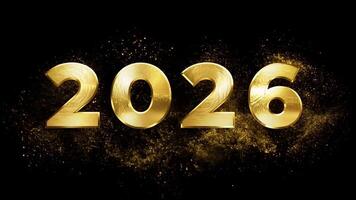 2026 neon text background animation. Glowing neon gold number text happy new year background. video
