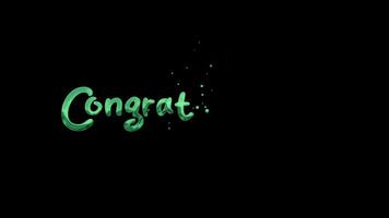 Animated of green congratulations text with small dots, suitable for celebratory designs, invitations, and greeting cards. Festive and elegant design element. 4k video